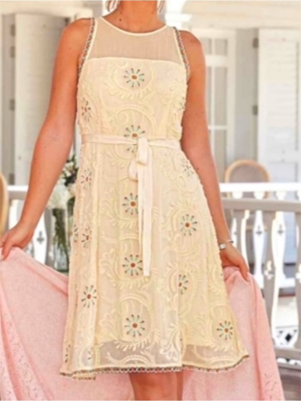 NWOT SUNDANCE Dress Embroidered Floral Viscose Beautiful Women’s Size 14